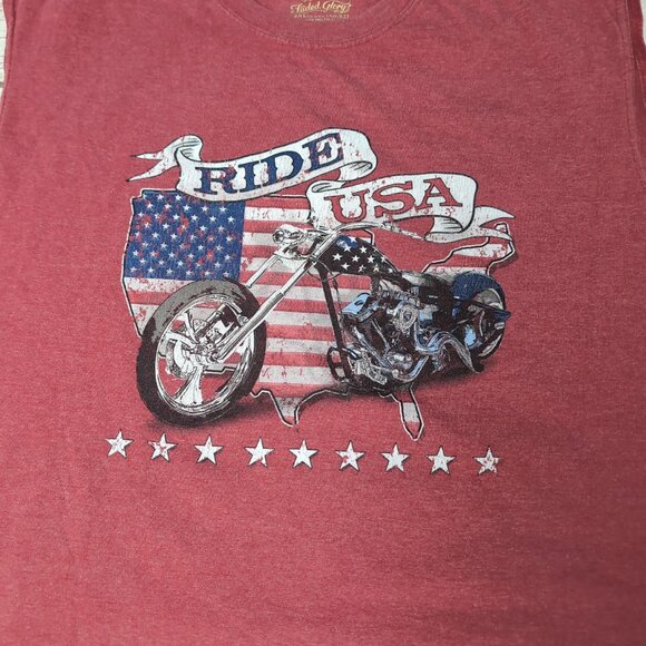Faded Glory Ride USA Motorcycle Red Tank Top Men Size 2XL Y2K - Picture 2 of 6